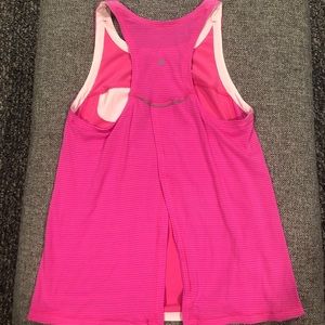 Pink stripped razorback Lululemon tank top